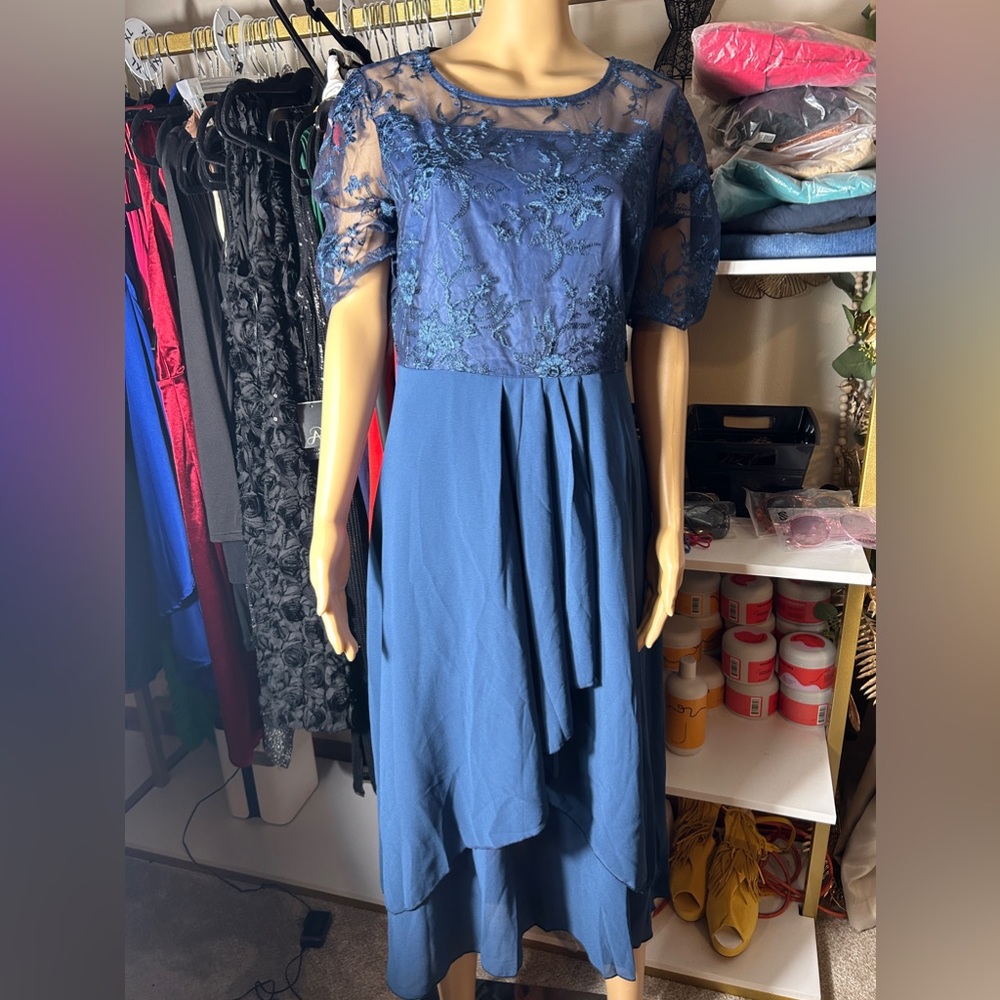 Blue lace dress